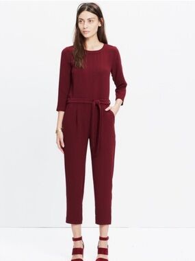 Madewell Burgundy jumpsuit with Tie Belt